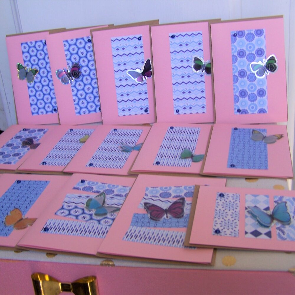 Set of 15 Handmade Butterfly Cards